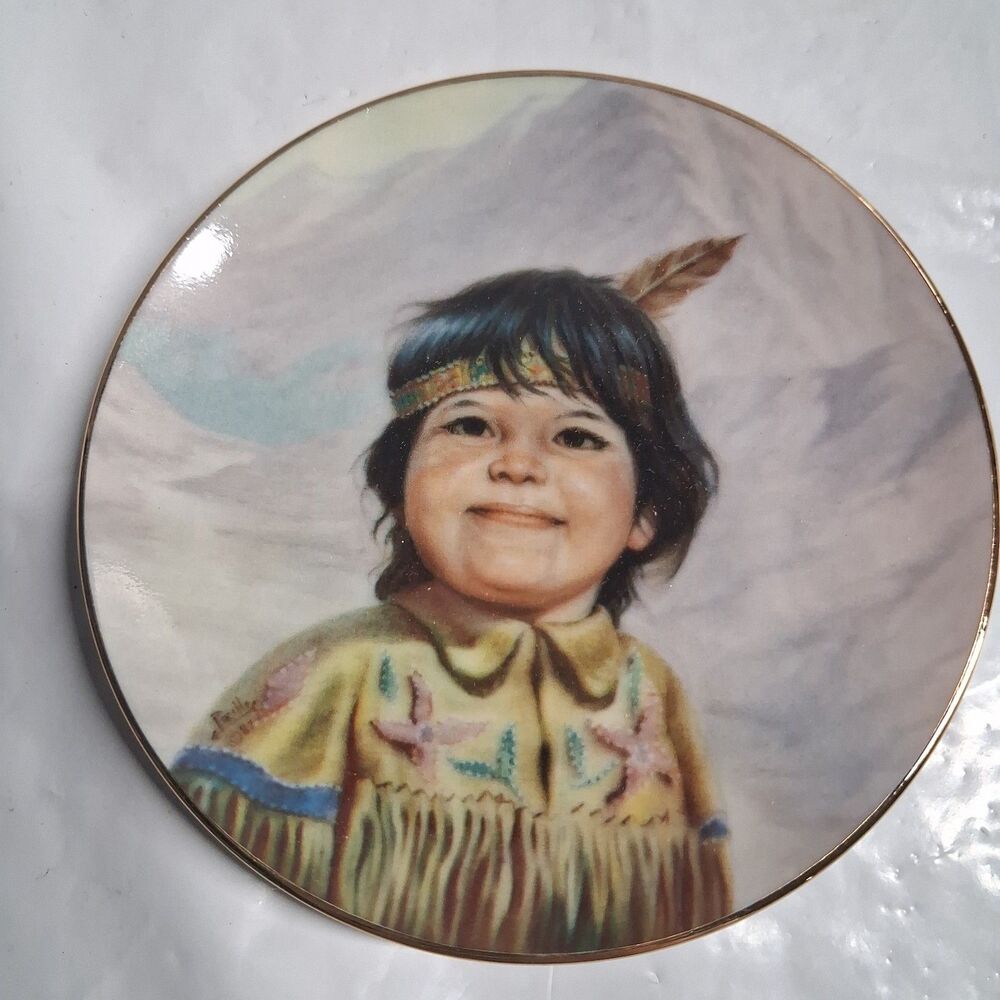 Beautiful Native American Child Small Plate. Numbered “smiling Eyes” By Perilla